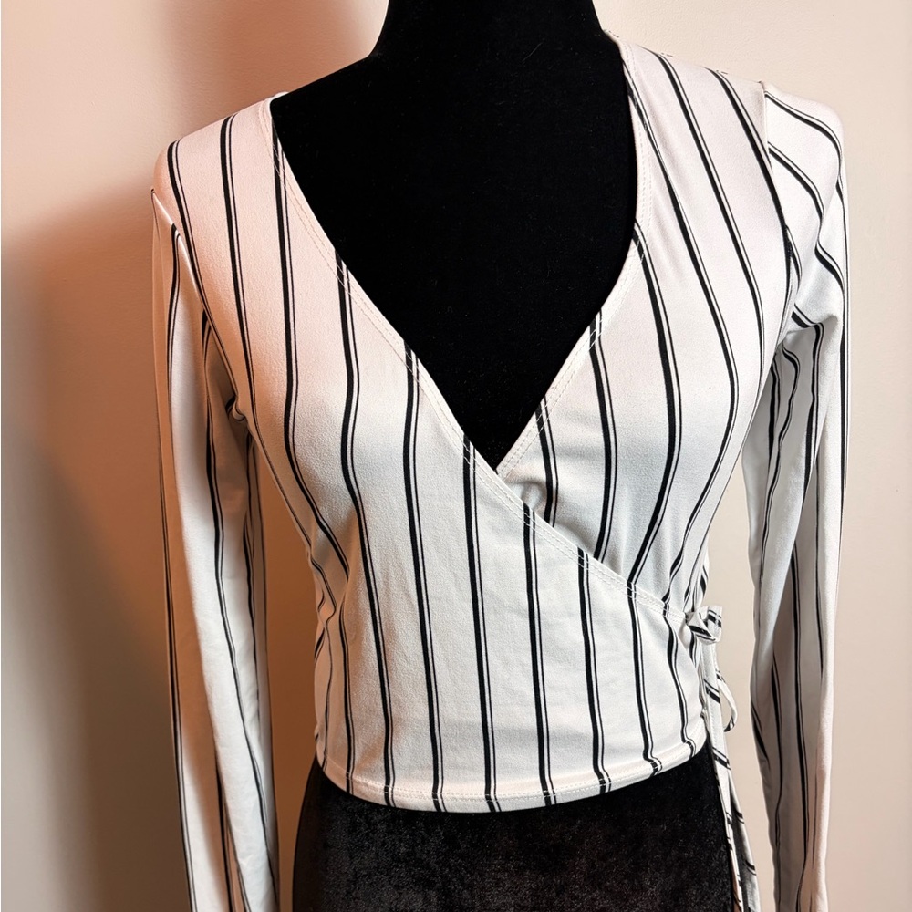 Forever 21 Striped Wrap Crop Top